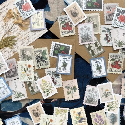 Stickers faux timbres « Fleurs du monde »