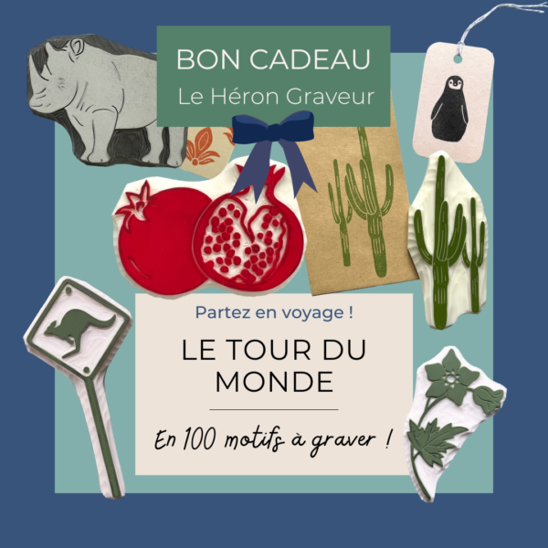 Bon cadeau DIY Le tour du monde en 100 motifs à graver pour graver des tampons