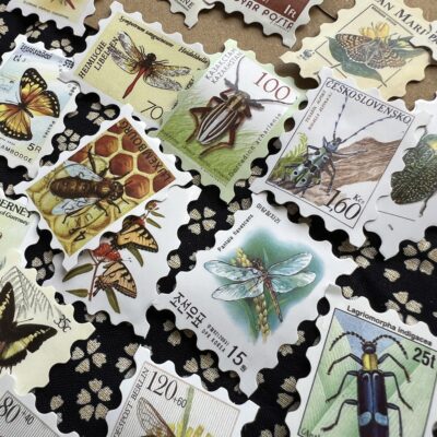 Stickers faux timbres oiseaux et insectes