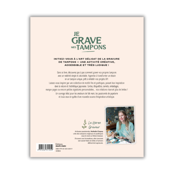 Livre Je grave mes tampons Le Héron Graveur éditions Marie Claire
