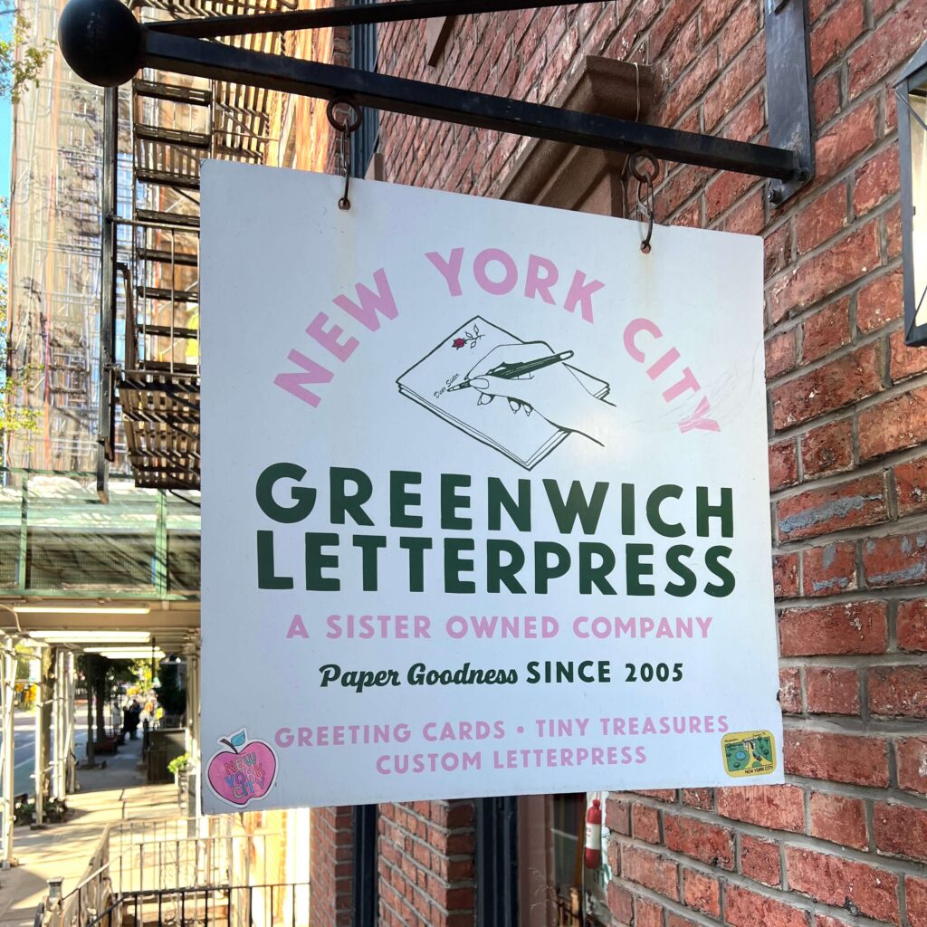 Enseigne de la papeterie Greenwich Letterpress à New York