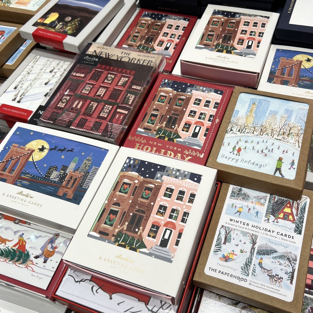 Cartes de Noël à la papeterie Strand à New York
