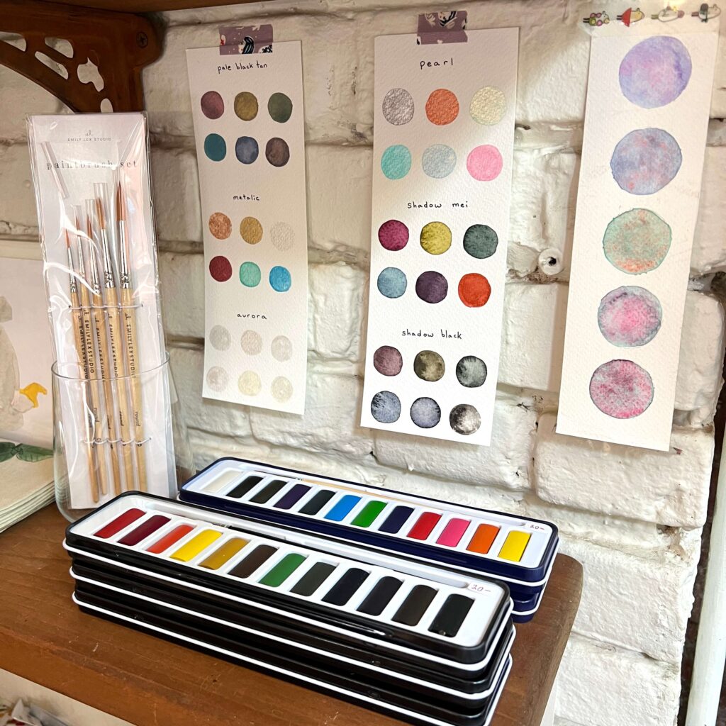 Aquarelles, papeterie japonaise Niconeco Zakkaya à New York