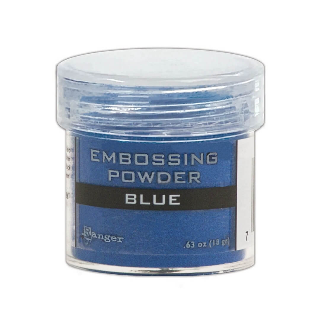 Poudre à embosser bleue de la marque Ranger, pour donner du relief à ses créations.