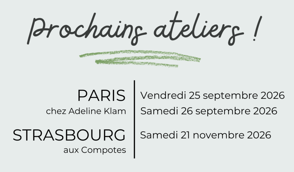 Atelier créatif à Paris et à Strasbourg septembre et novembre 2026