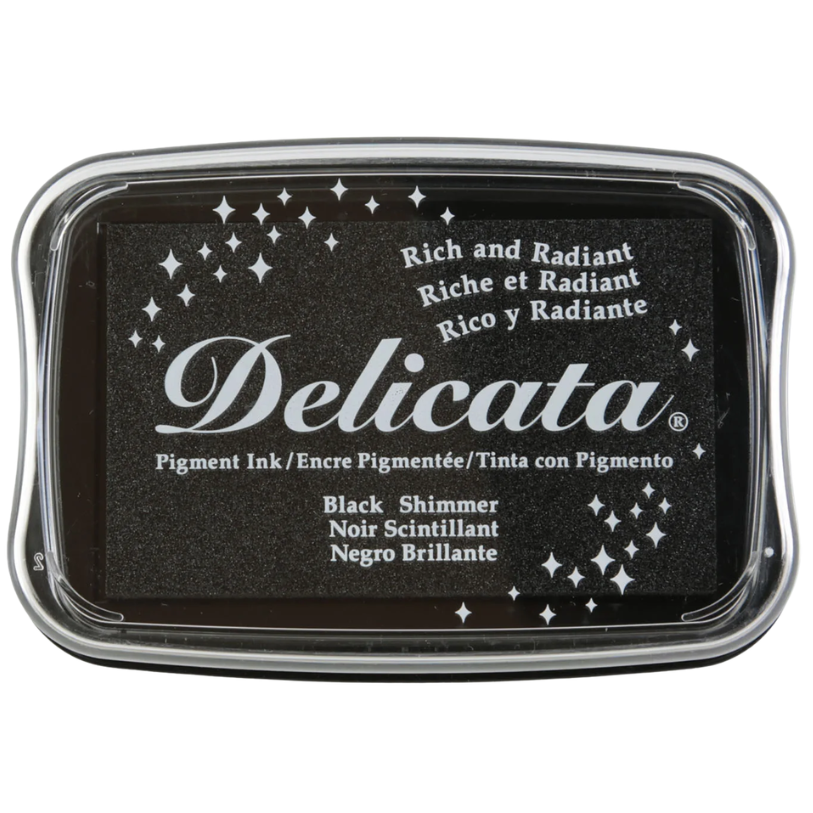 Encreur Delicata noir scintillant pour tampons